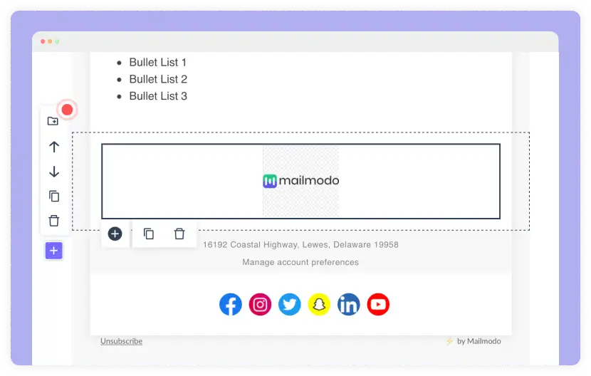 Mailmodo email logo placement in the email footer