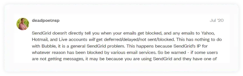 Person talking about SendGrid's blocked shared IPs.png