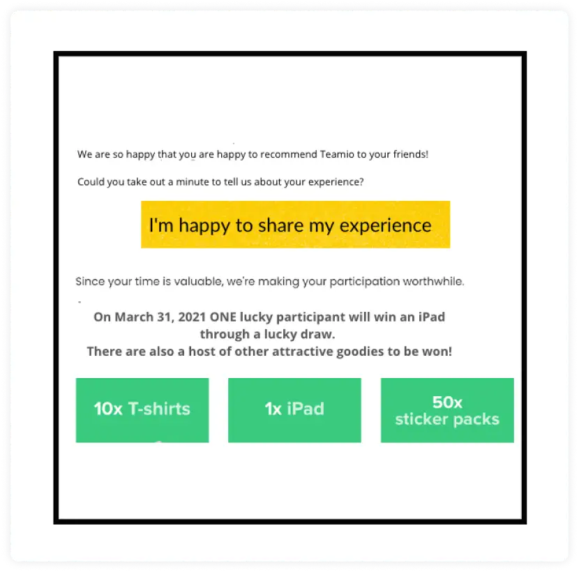 Incentivize user effort through nps survey