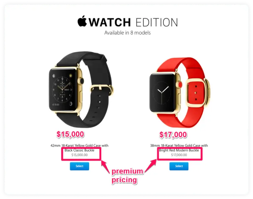 Apple watches premium pricing