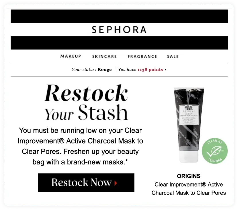 sephora Replenishment email