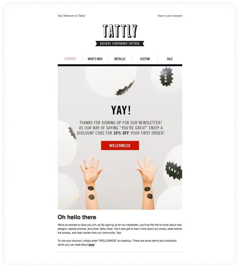 Tattly welcome email