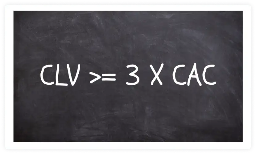 The metric for calculating the customer acquisition cost is called CAC. CLV is 3 times CAC.