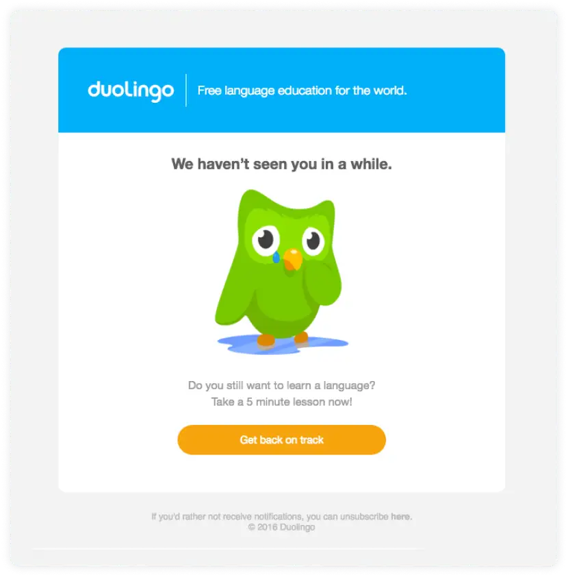 duolingo  inactive customer engagement marketing automation