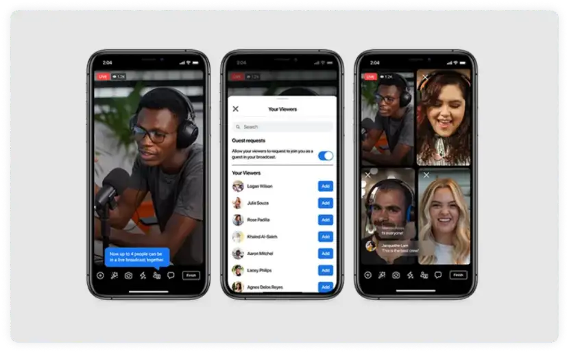 Steps to add multiple guests in Facebook live