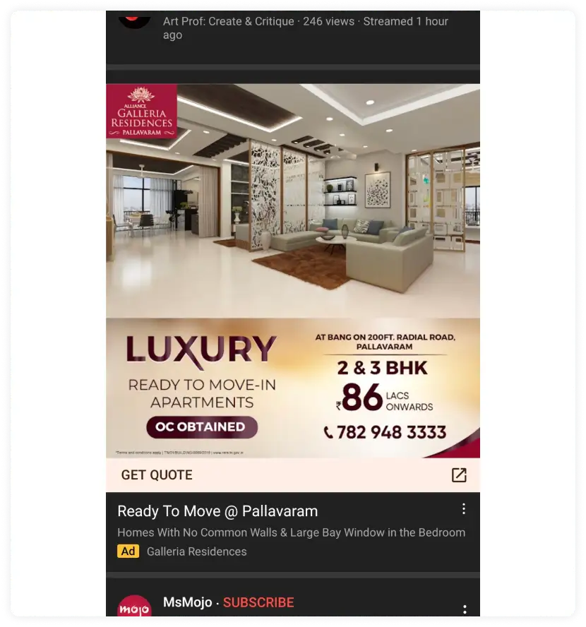 galleria residence banner ad