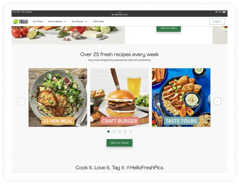 Hello fresh website