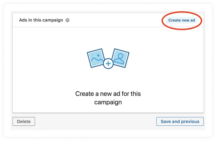 'Create a new ad' option for LinkedIn ad campaign 