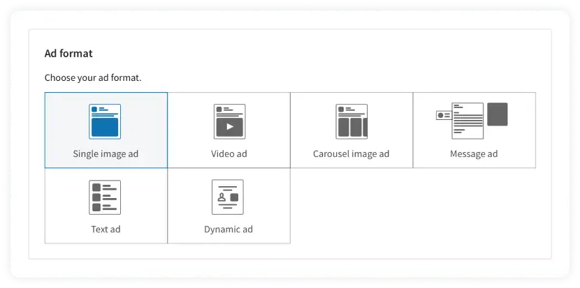 LinkedIn ad format page