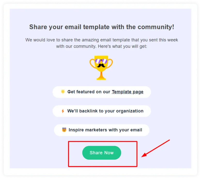 Share button in email newsletter