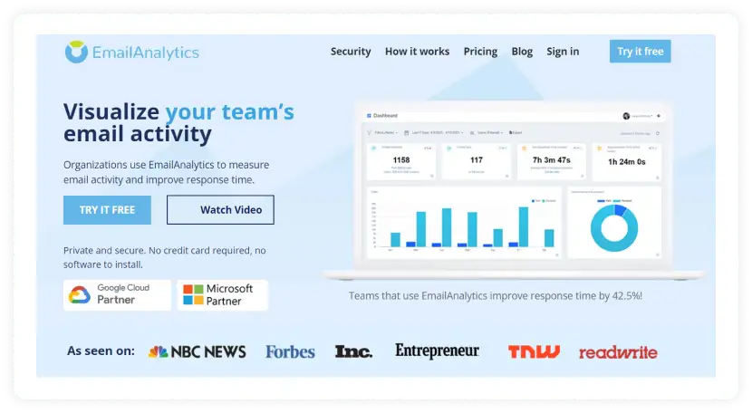 Screenshot of EmailAnalytics homepage