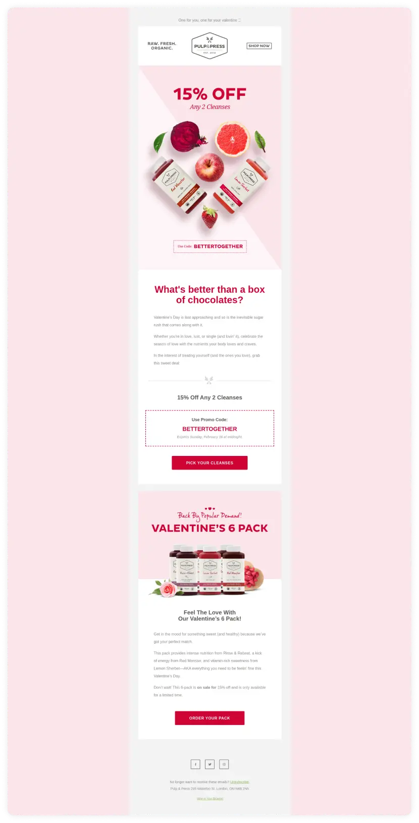 Valentine's day email template by Pulp & Press