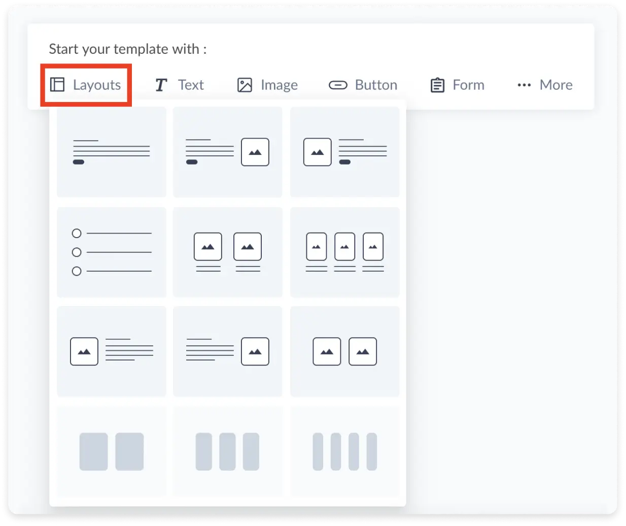 Adding a layout using Mailmodo's template builder