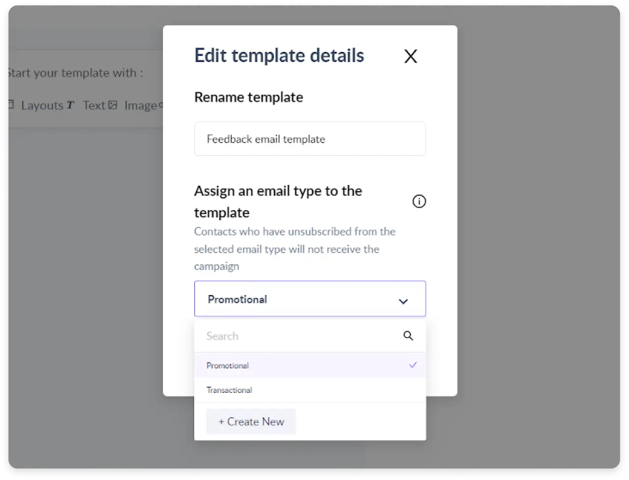 Naming and categorizing the email templates in Mailmodo