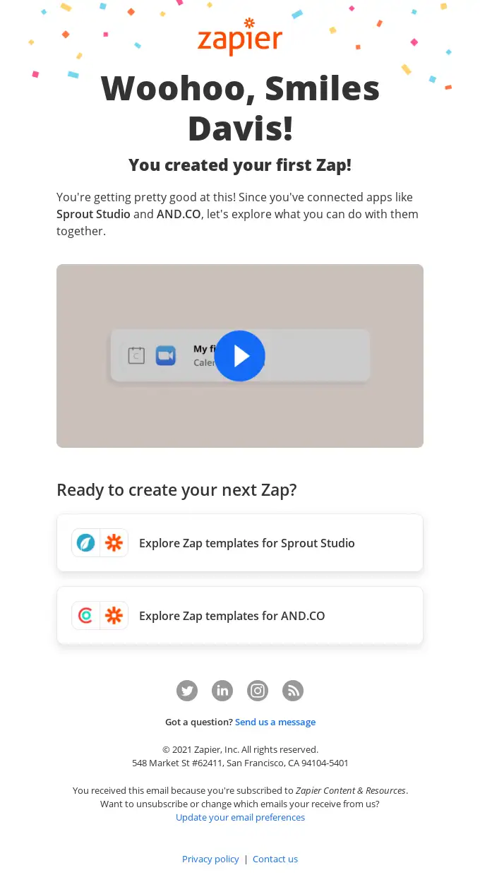 Zapier's email marketing campaign