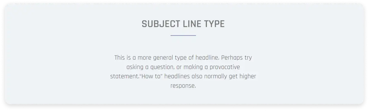 Email Subject Line Grader shows subject line type