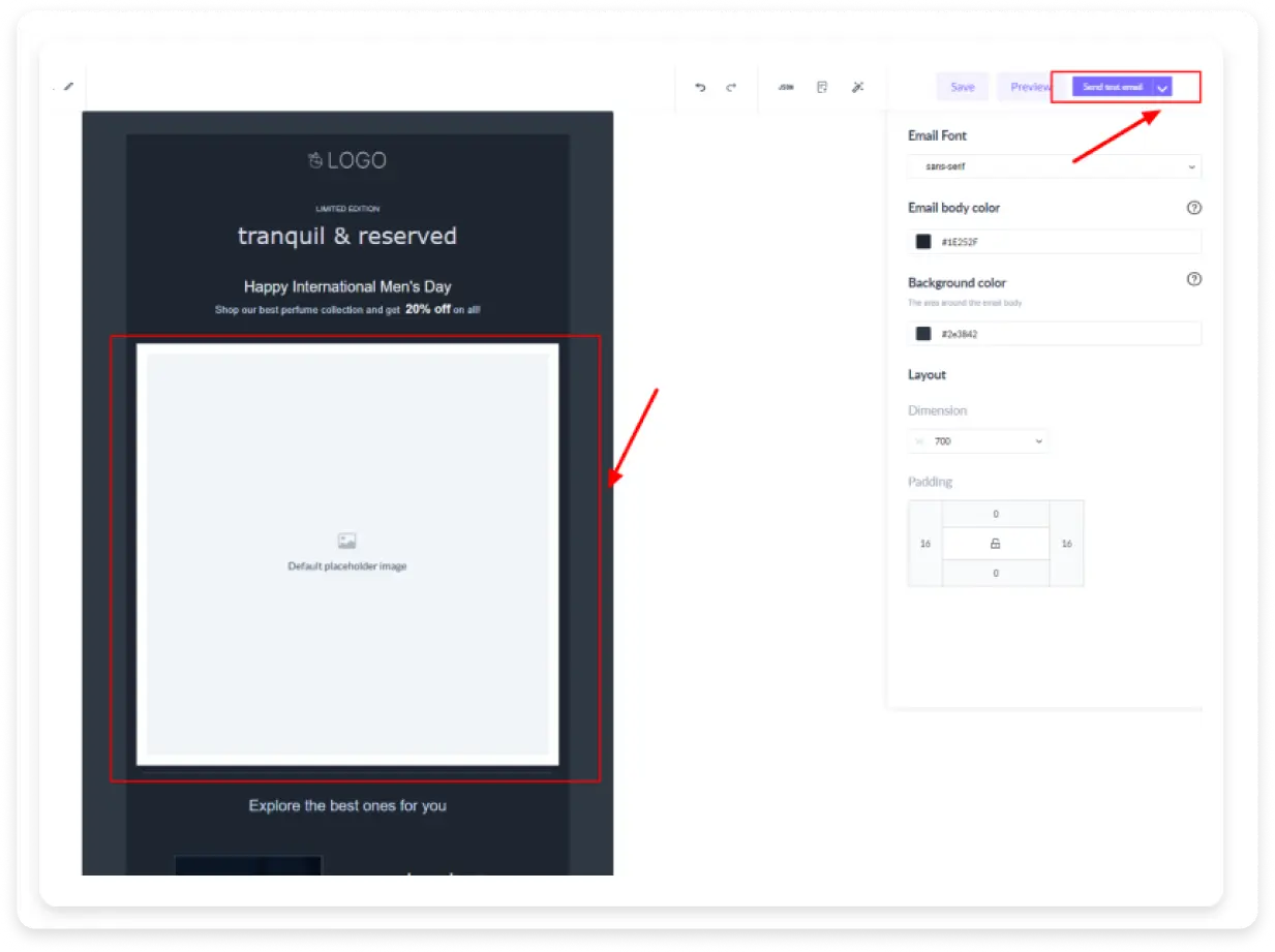 Option to send the email template in Mailmodo