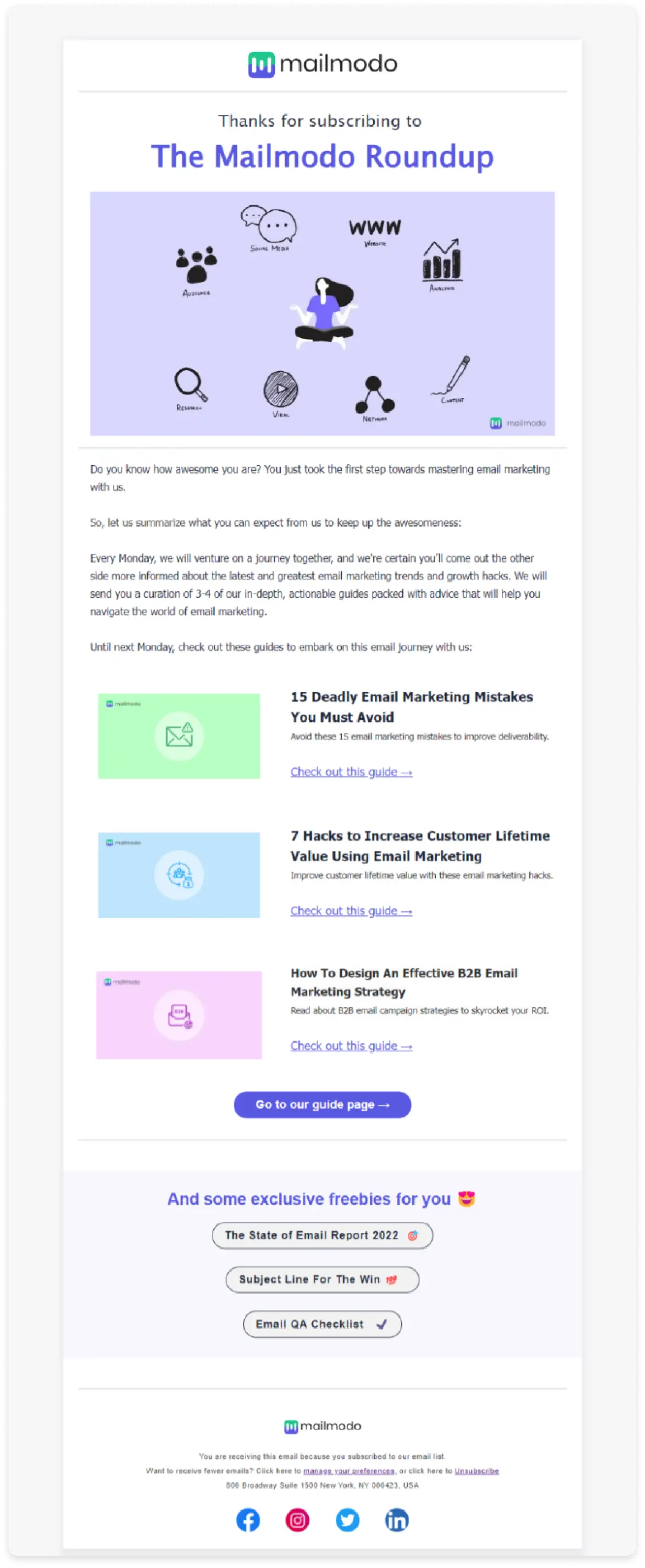 Newsletter welcome email template by Mailmodo