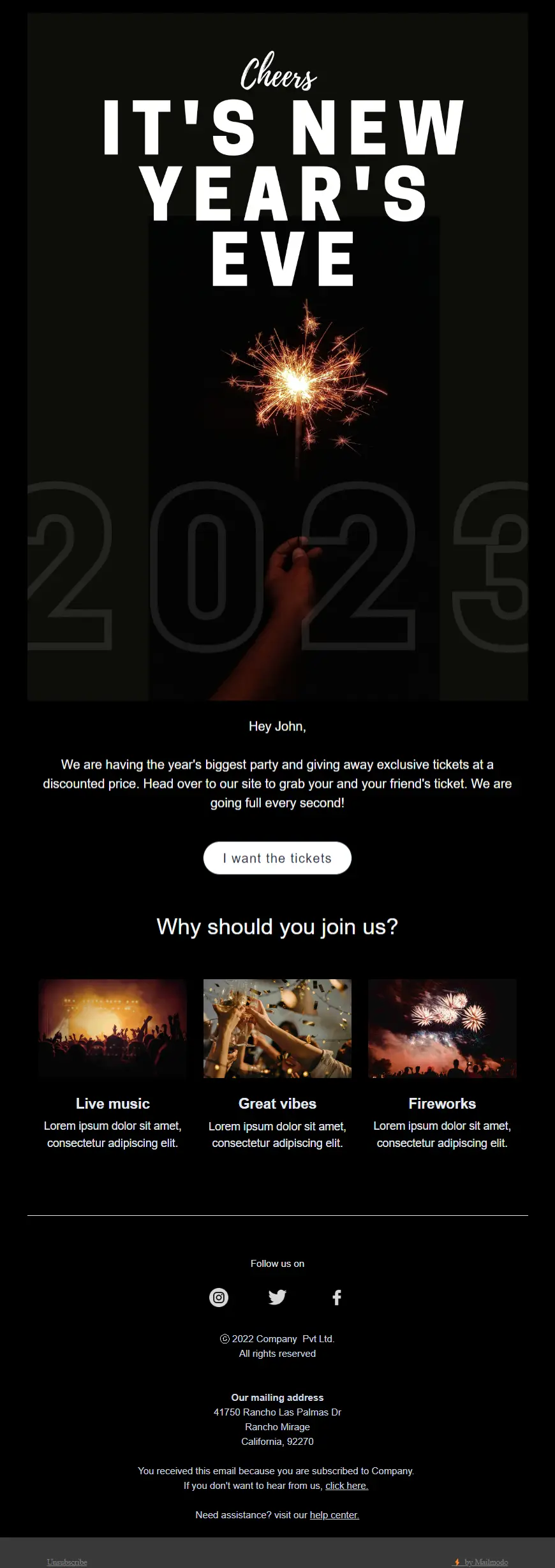 New year email design template