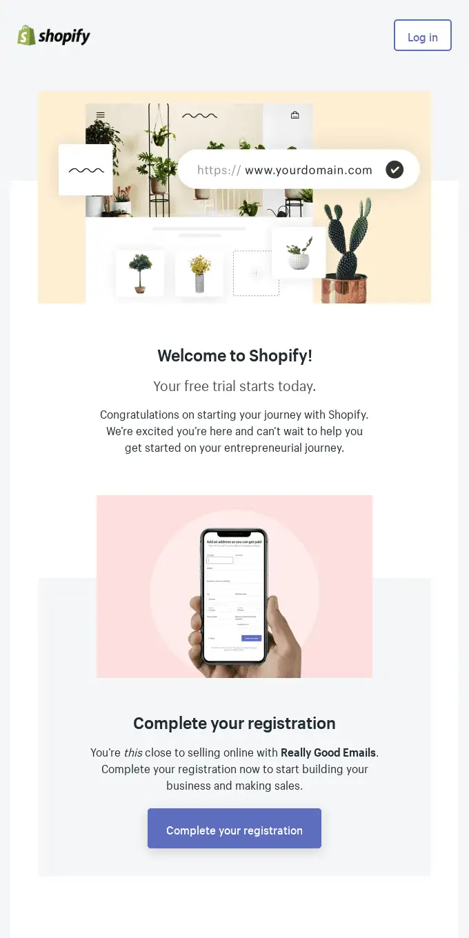 shopify welcome email