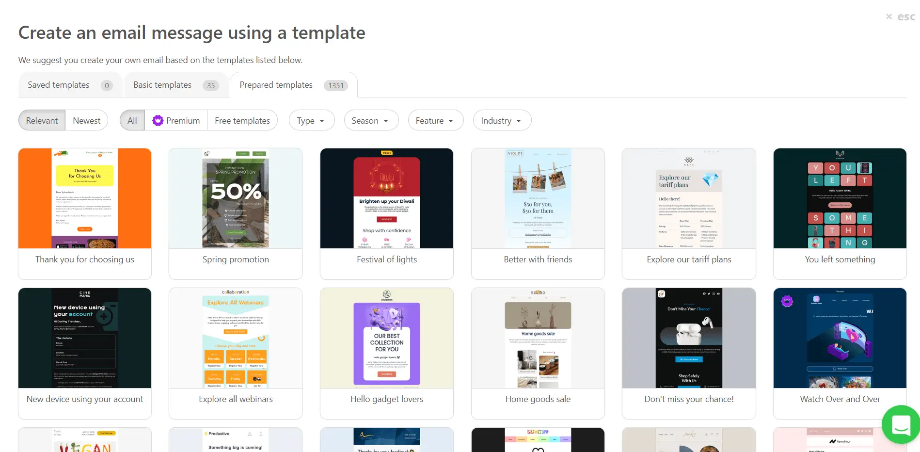 Stripo's email template library