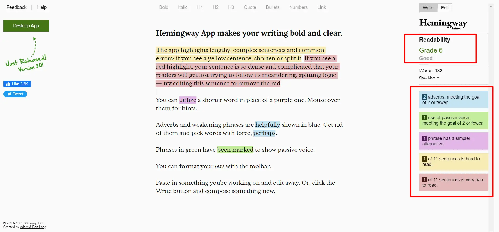 Hemingway Editor - AI editing tool