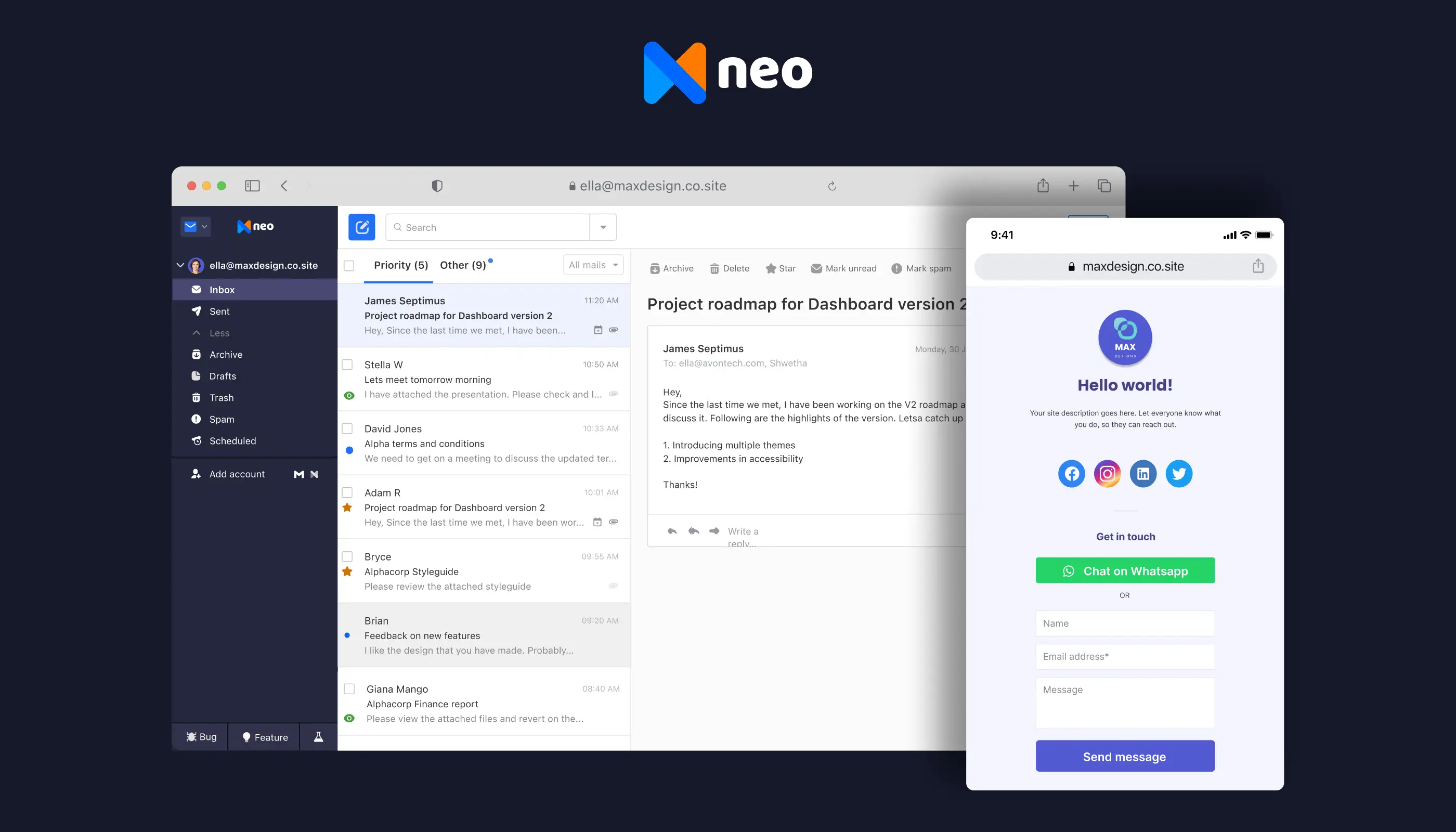 neo space email 