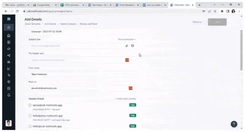 A gif showing the working of Mailmodo's AI subject line generator