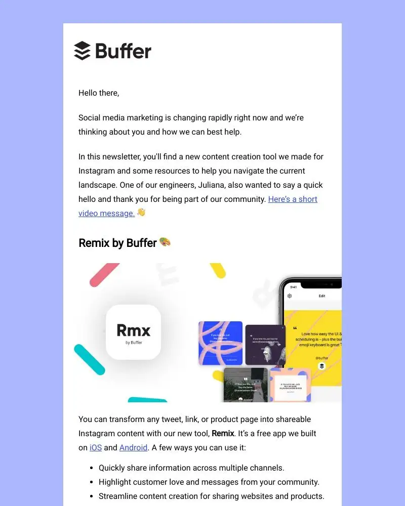 Buffer newsletter example