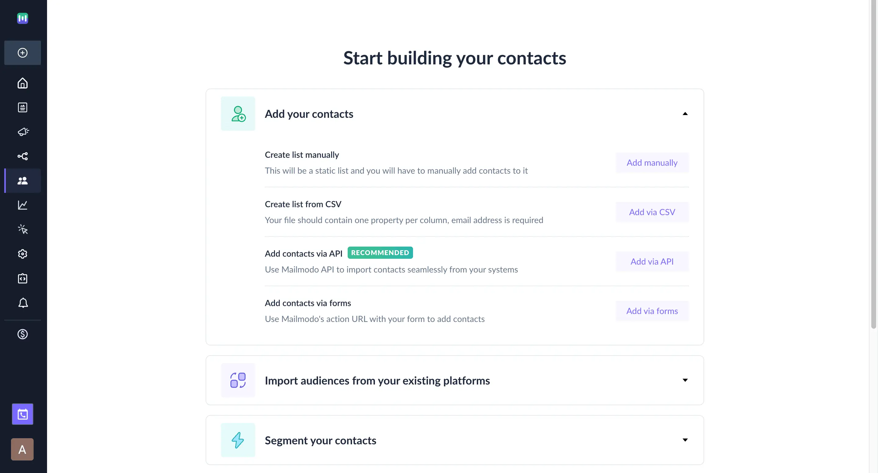 Start building contacts