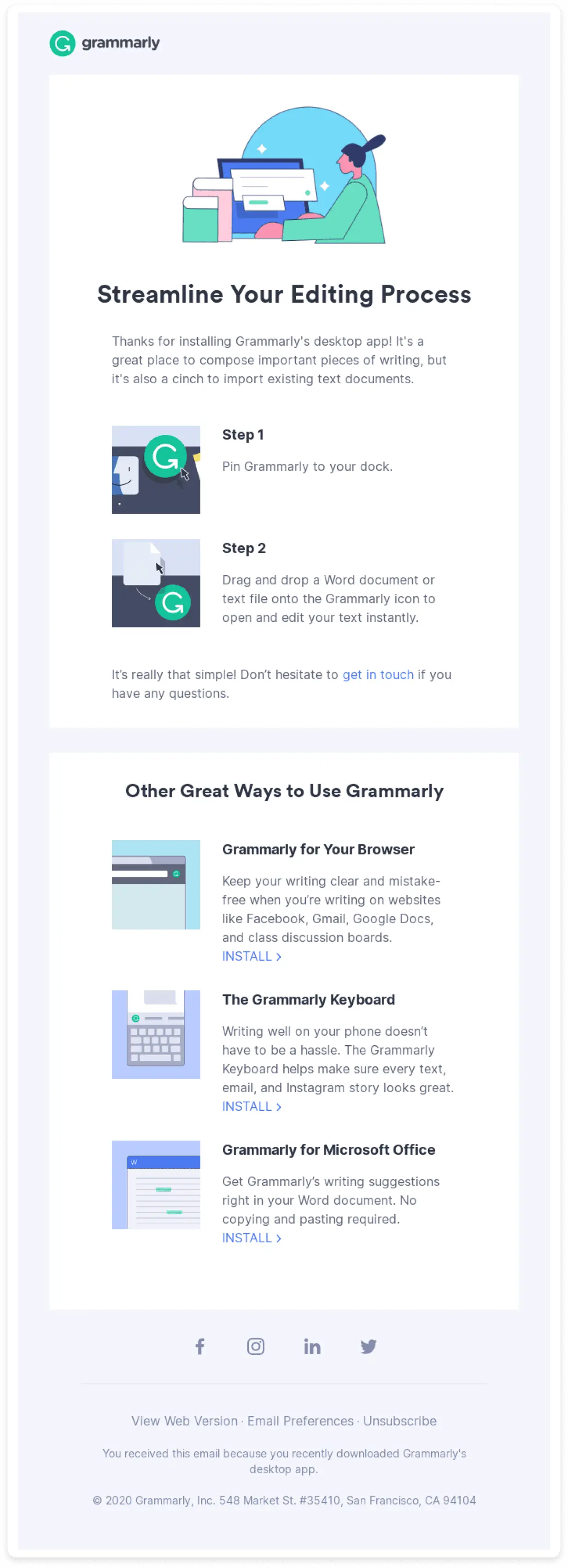 An image showing Grammarly's email example