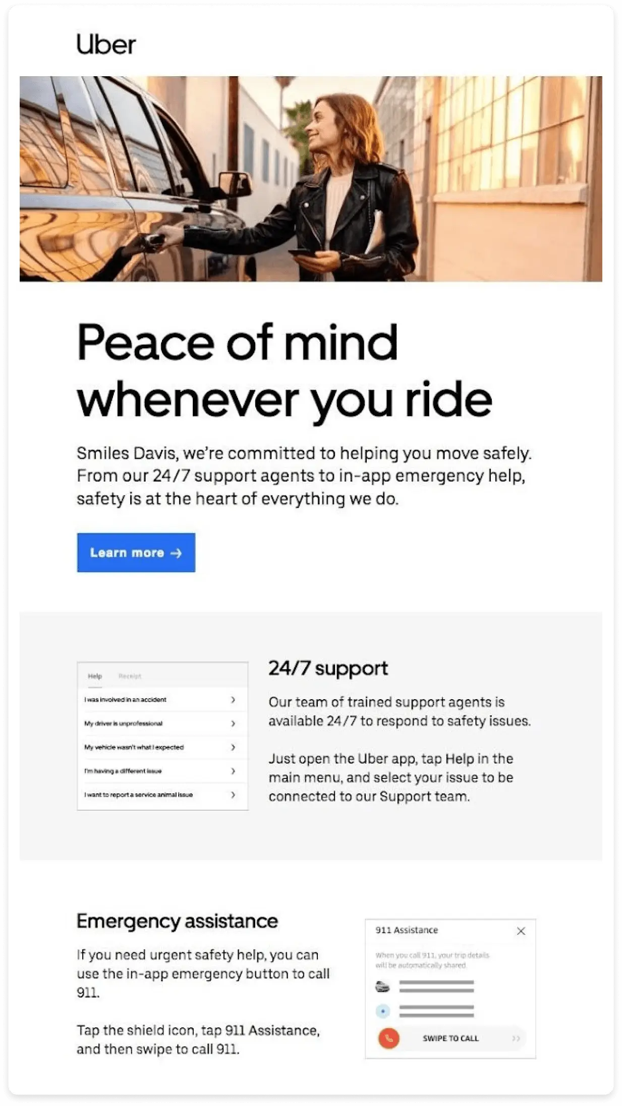 An image showing Uber's email example