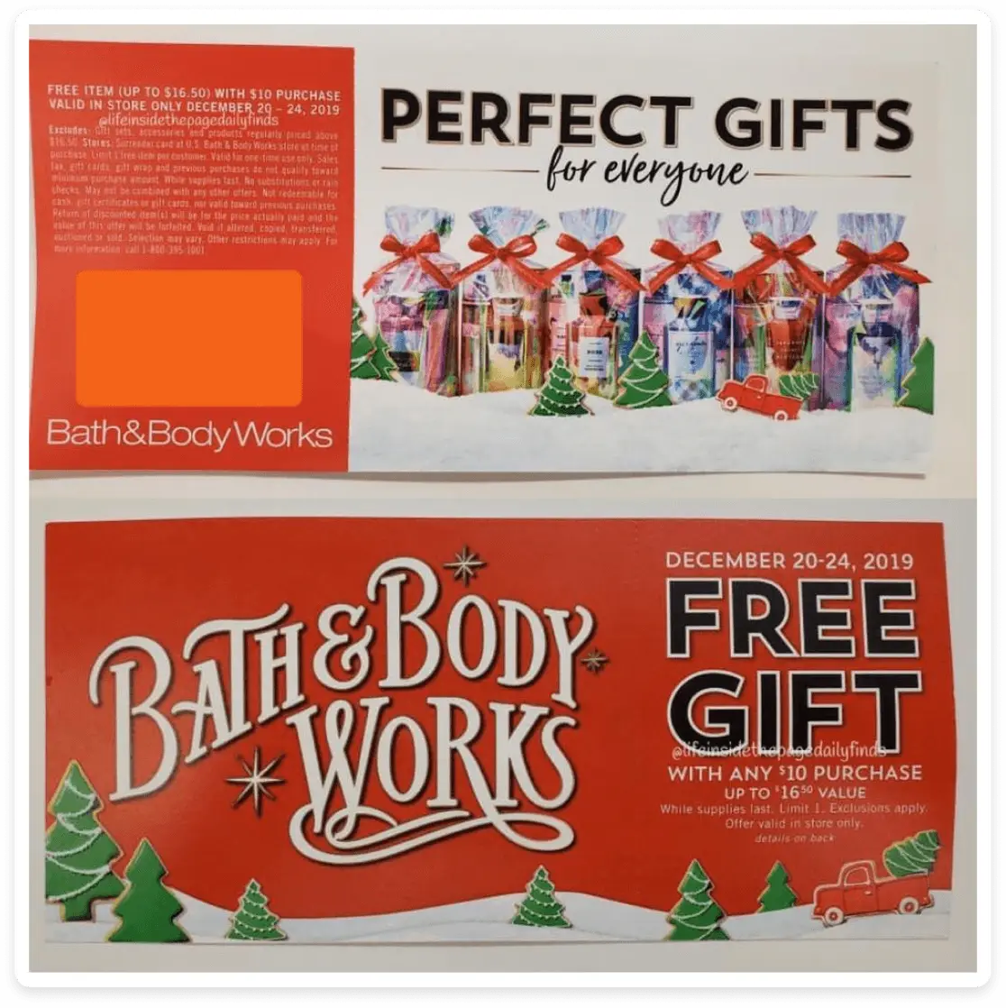 An image showing a Bounce back coupon example - bath and body works