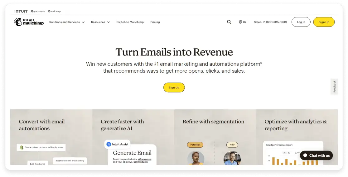 Mailchimp homepage