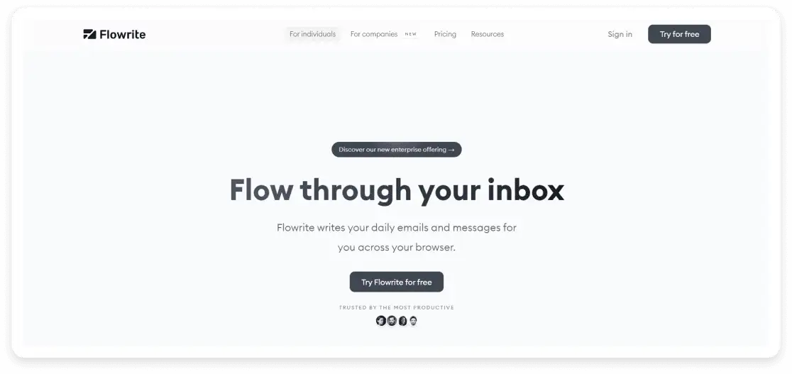 Flowrite landing page