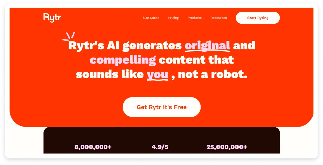 Rytr landing page