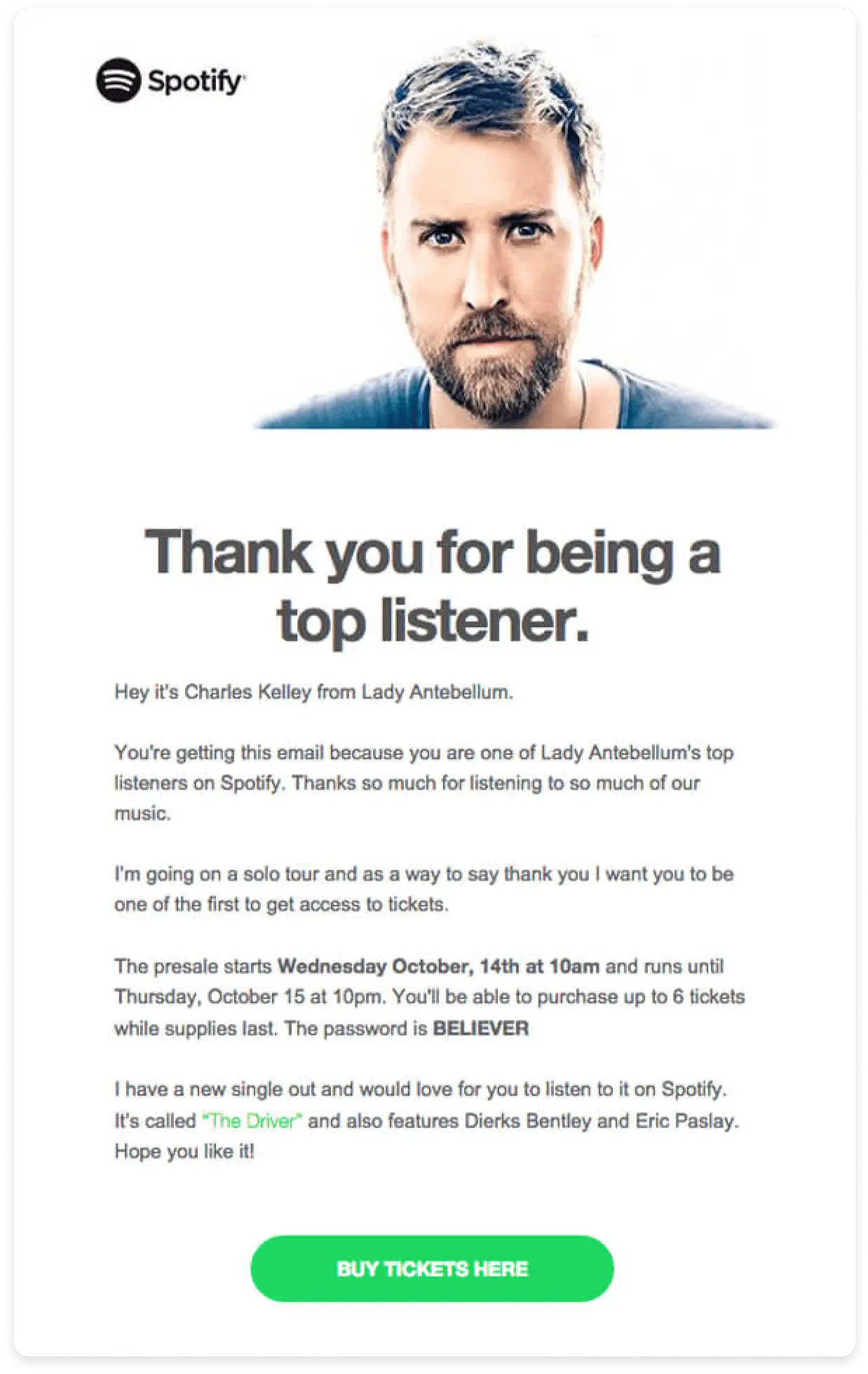 An image showing Spotify email example