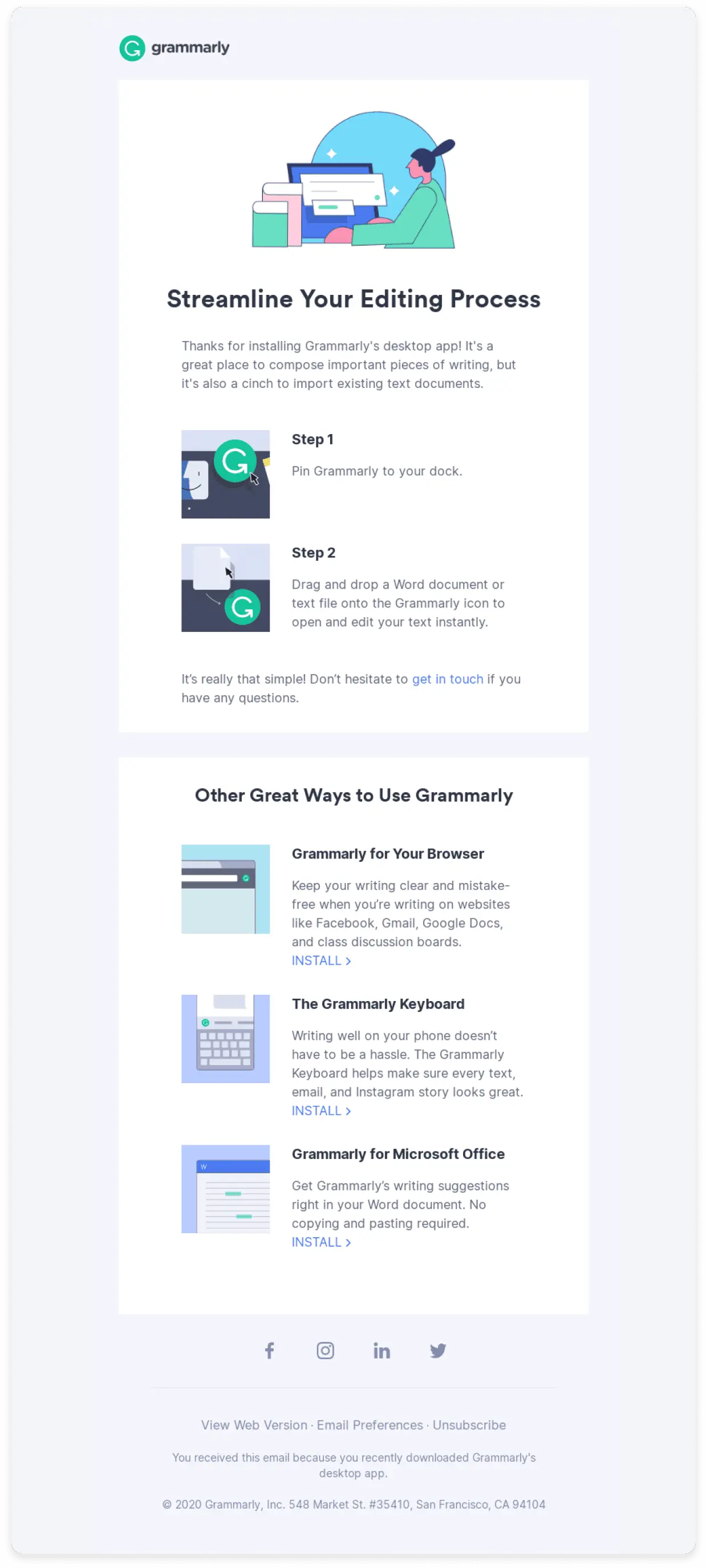 An image showing Grammarly's email example