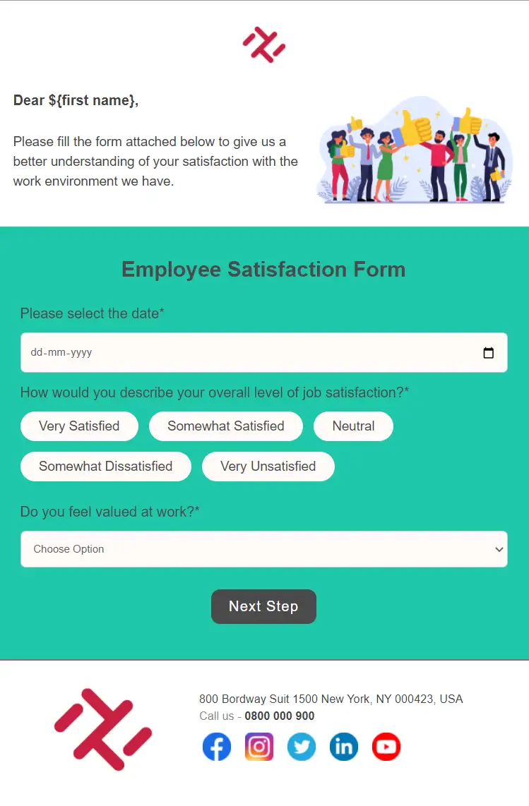 Employee Satisfaction Survey Email Template