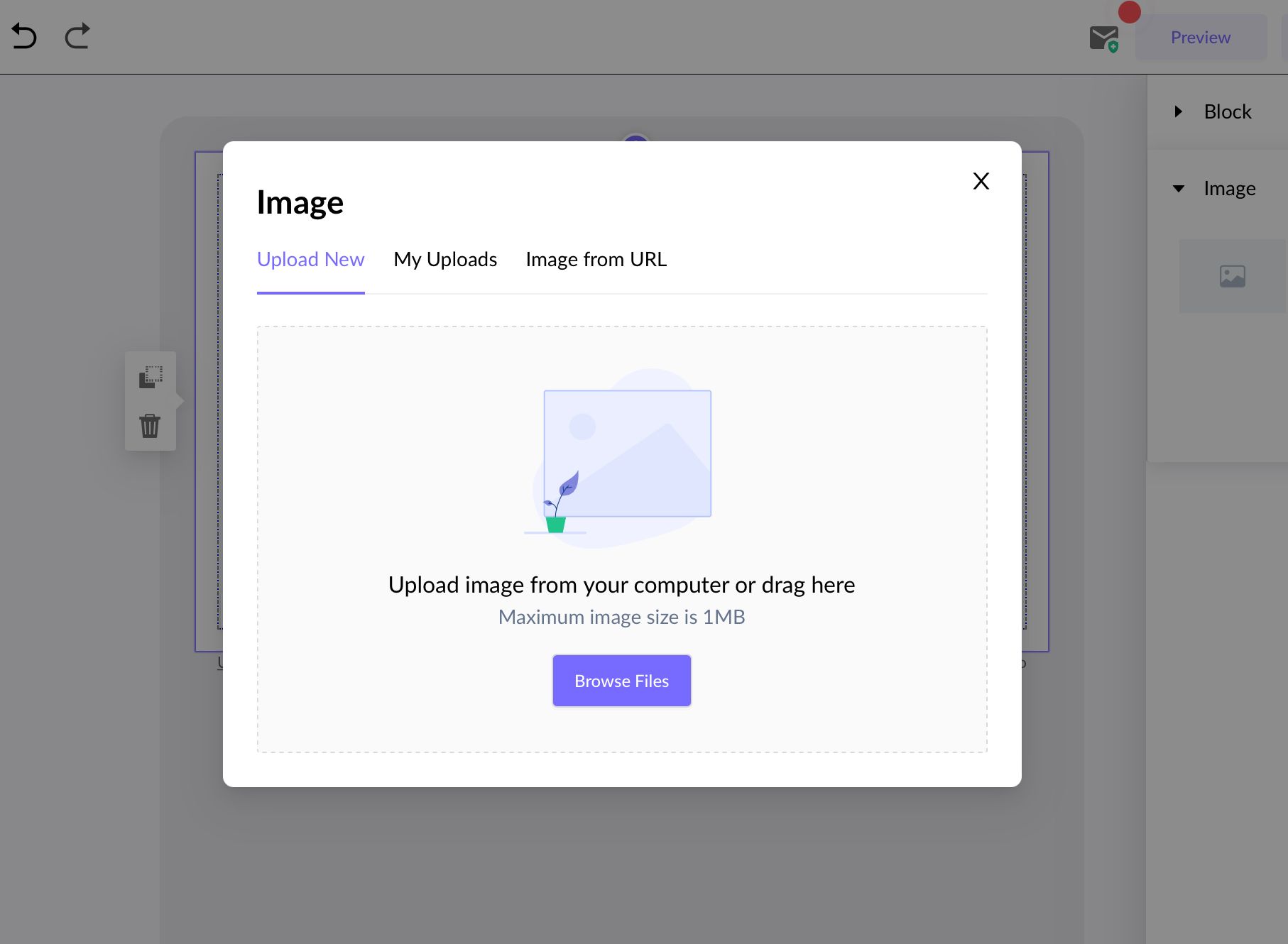 Click 'Add images" in Mailmodo campaign creator