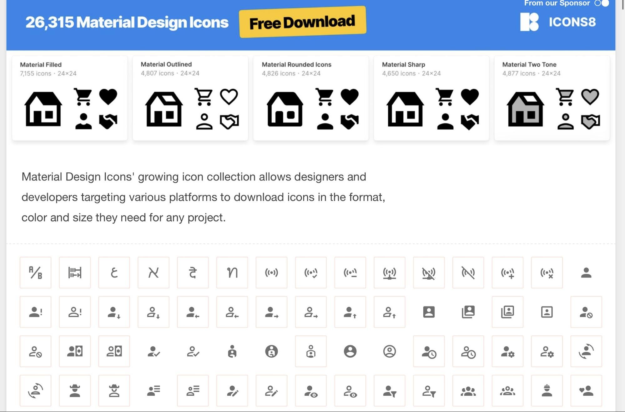 Material Design Icons - email icon provider