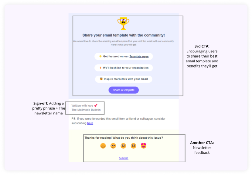 Newsletter email format - Email CTA + email signature