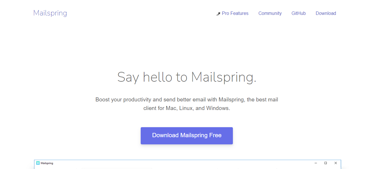 Mailpspring's home page