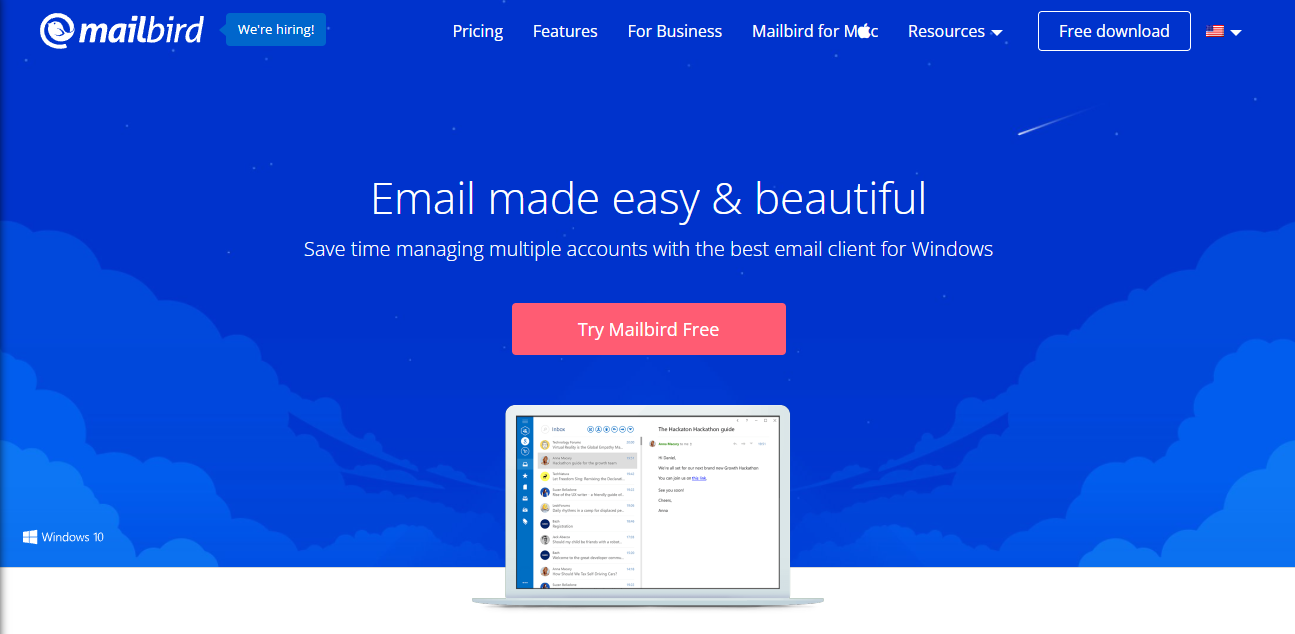 Mailbird home page