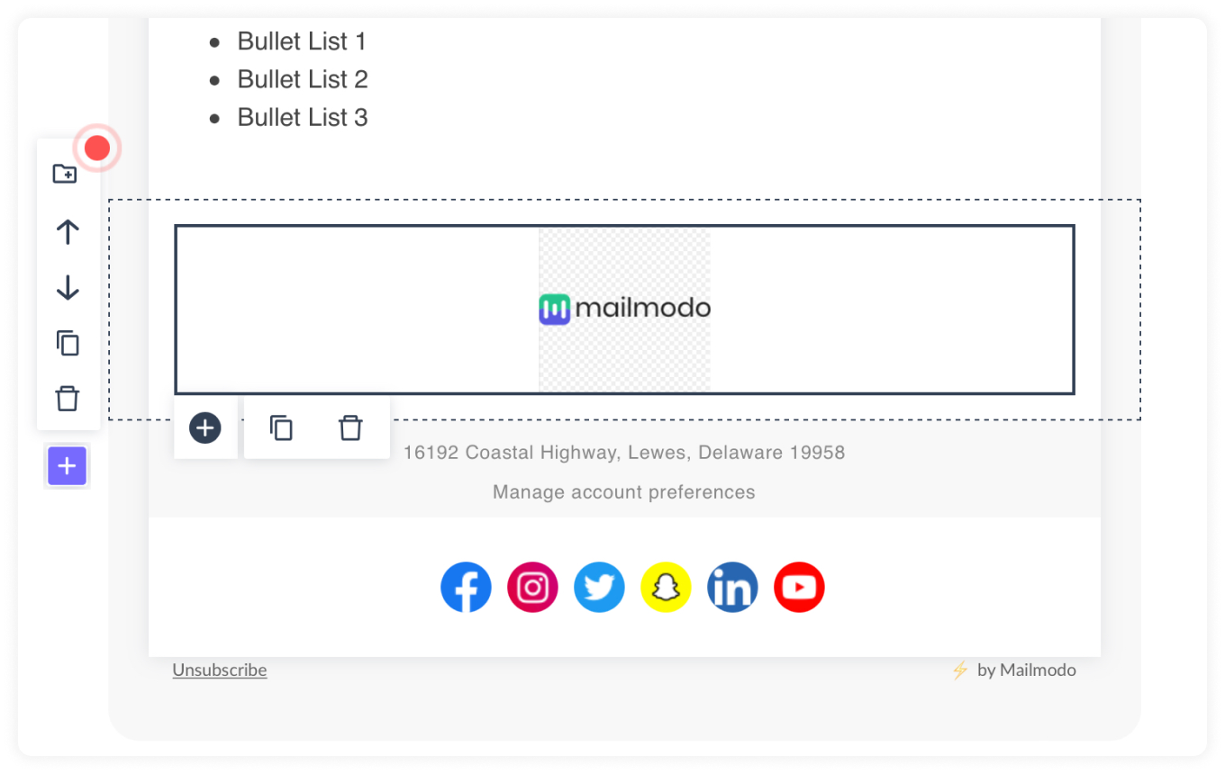 Adding brand logo in the email footer using Mailmodo