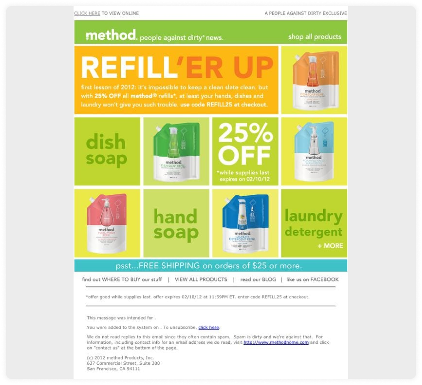 Refill email campaign by method.