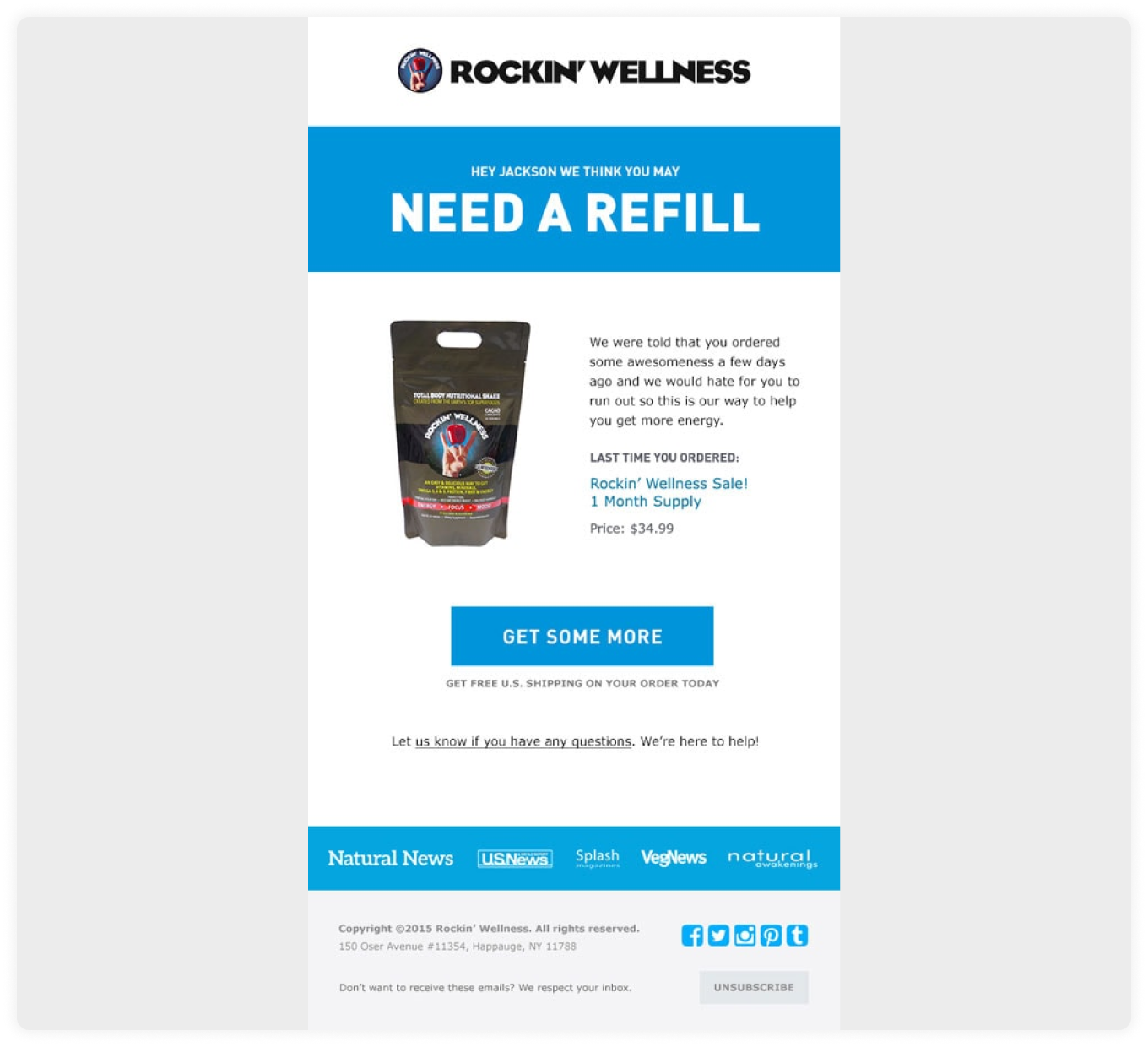 Rockin' wellness refill email 