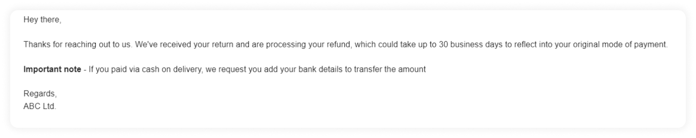 Refund policy autoresponder 