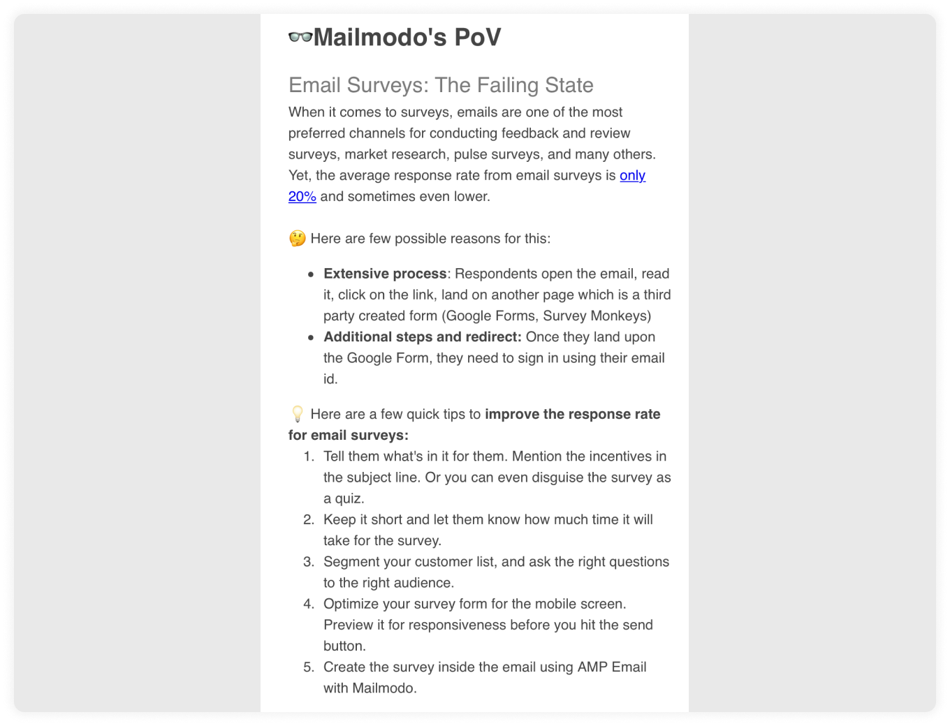 Point of view in newsletter by Mailmodo