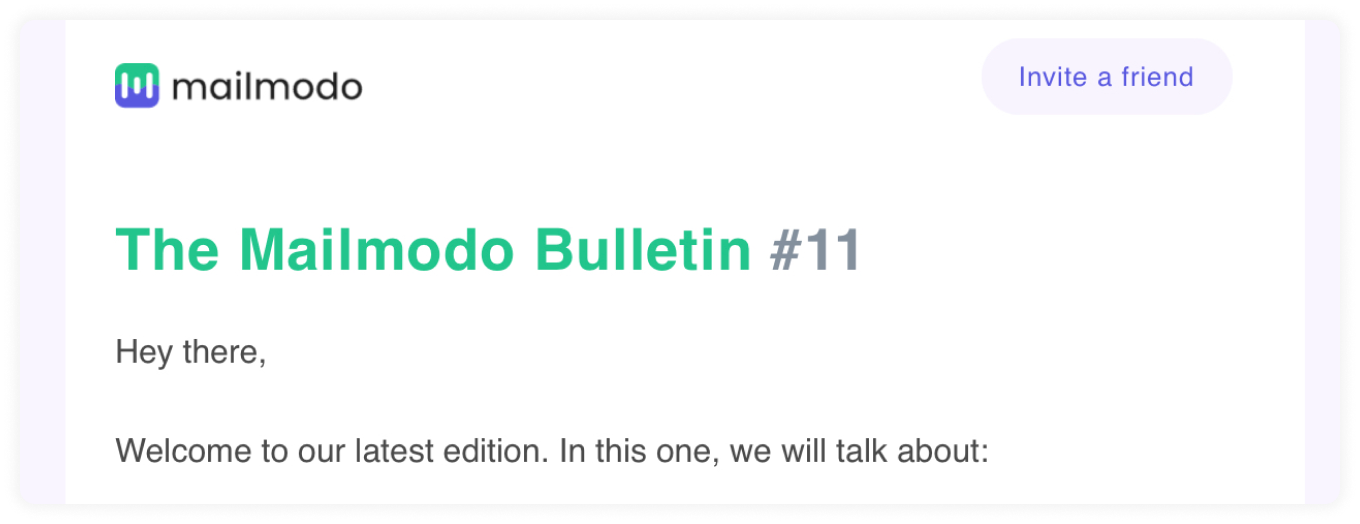 Mailmodo's brand logo in email header